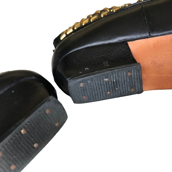 Vintage Black Leather Ankle Boots Gold Studded Western Pointed Toe Zip Booties 8 - Picture 7 of 15